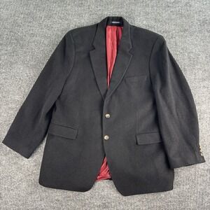 Vintage Ralph Lauren Sport Coat 46 R Black Camel Hair Solid Luxury Loro Piana